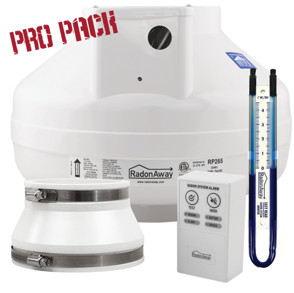 RP265 top radon mitigation system pro pak with radon system alarm