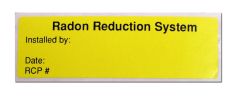 Radon Reduction System Label - 50 Quantity