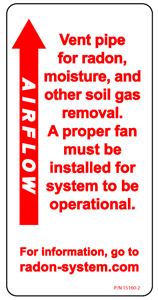 radon mitigation system label